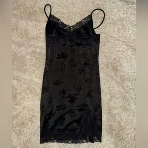 Motel Rocks Black Satin Dress